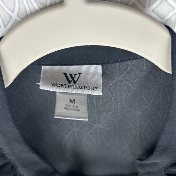 WORTHINGTON Black Sheer Blouse Size M  Ruffles Long Sleeve Vamp Grunge Fairy Y2K - Picture 3 of 9